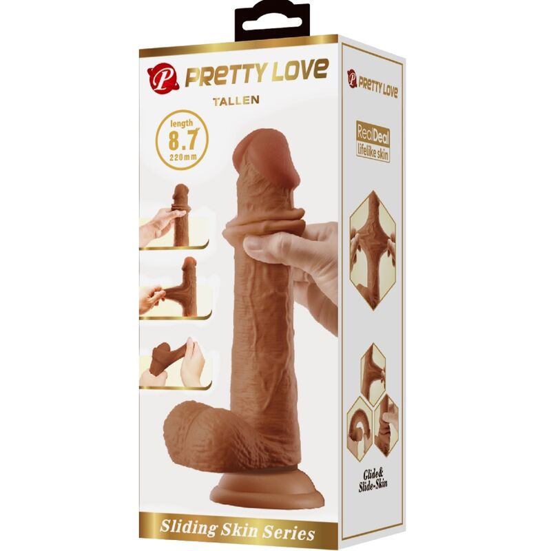 Pretty Love Tallen – Dildo realistico marrone con ventosa, 22,1 cm