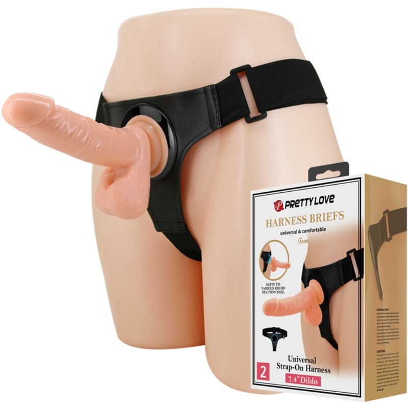 Pretty Love — Harnais slips harnais universel avec gode tom 20 cm naturel