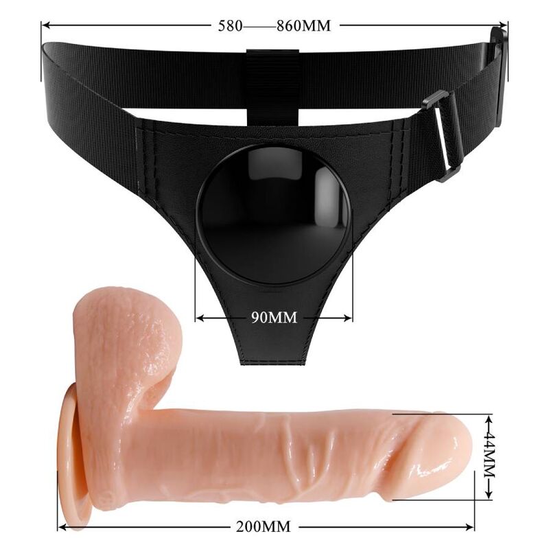 Pretty Love — Harnais slips harnais universel avec gode tom 20 cm naturel