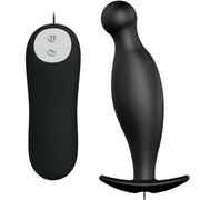 Plug anal Pretty Love de silicona con 12 modos de vibración, en negro
