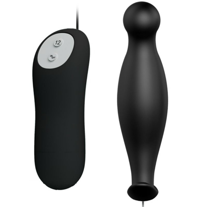 Pretty Love — Plug anal en silicone 12 modes de vibration noir