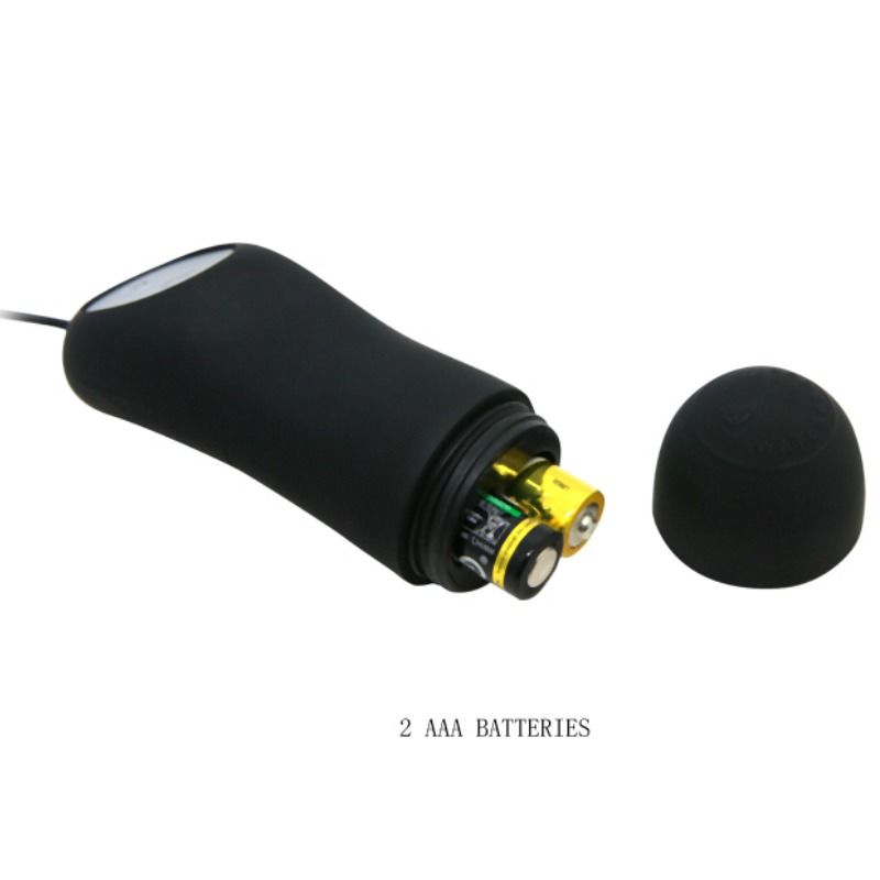 Plug anal Pretty Love de silicona con 12 modos de vibración, en negro