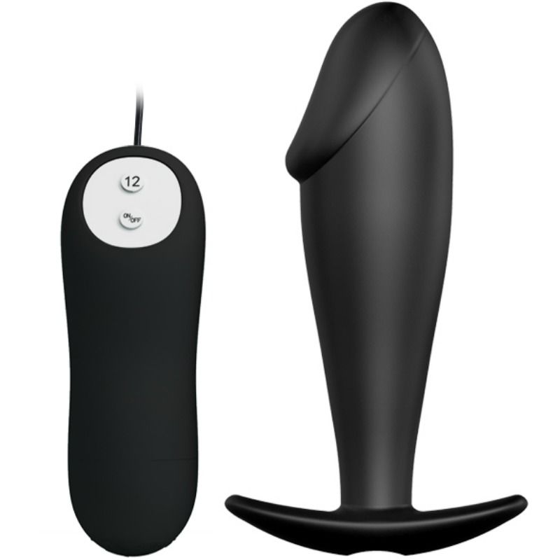 Pretty Love — Plug anal en silicone forme pénis et 12 modes de vibration noir