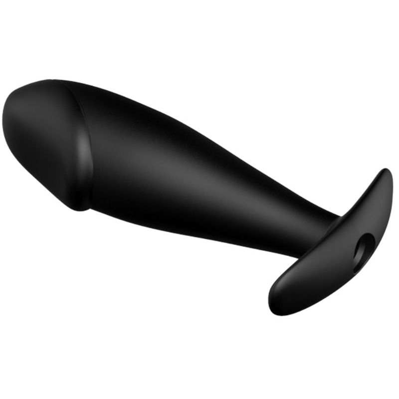 Plug anal Pretty Love de silicona con forma de pene y 12 modos de vibración, en negro