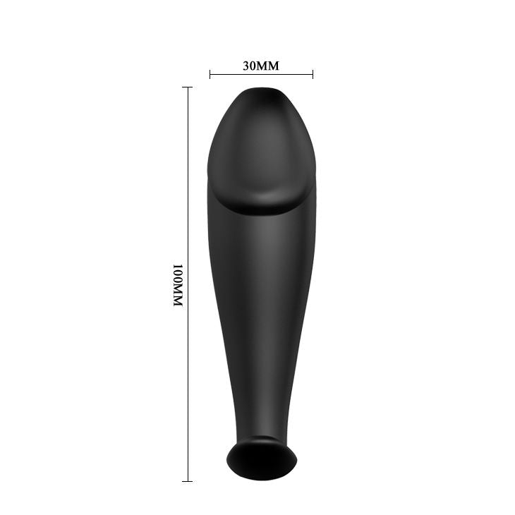 Plug anal Pretty Love de silicona con forma de pene y 12 modos de vibración, en negro
