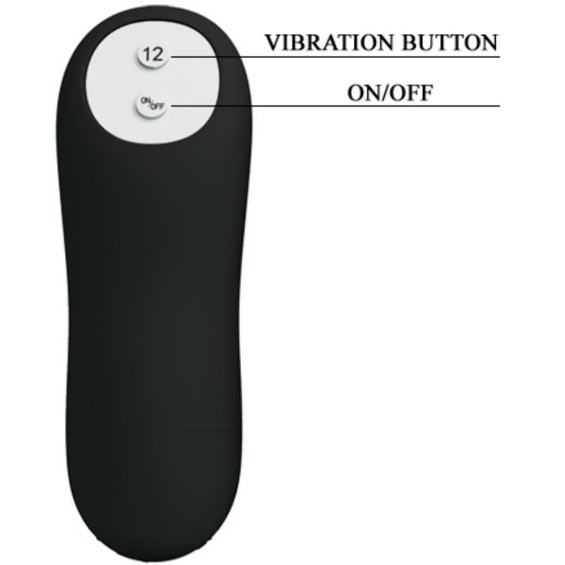 Plug anal Pretty Love de silicona con forma de pene y 12 modos de vibración, en negro