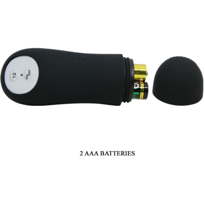 Plug anal Pretty Love de silicona con forma de pene y 12 modos de vibración, en negro