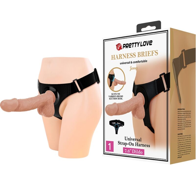 Pretty Love Jerry – Imbracatura a mutandina universale con dildo, 21,8 cm, color carne