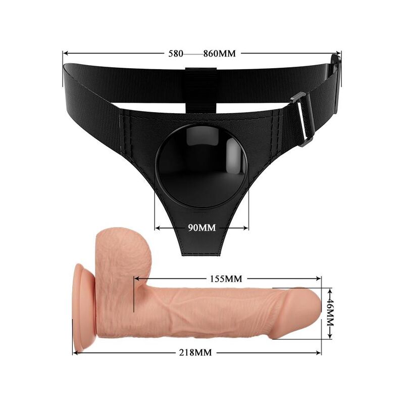 Pretty Love Jerry – Imbracatura a mutandina universale con dildo, 21,8 cm, color carne