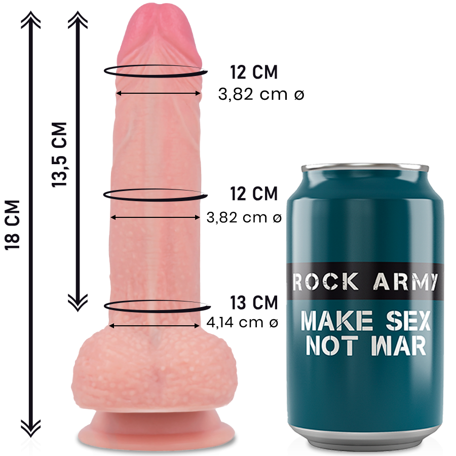 Rock Army — Mustang, consolador de silicona líquida, 18 × 4,14 cm