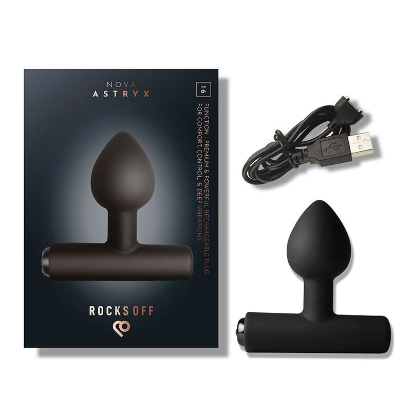 Rocks-Off Nova Astryx – Vibrierender Analplug, 16 Einstellungen, IPX7 – Schwarz