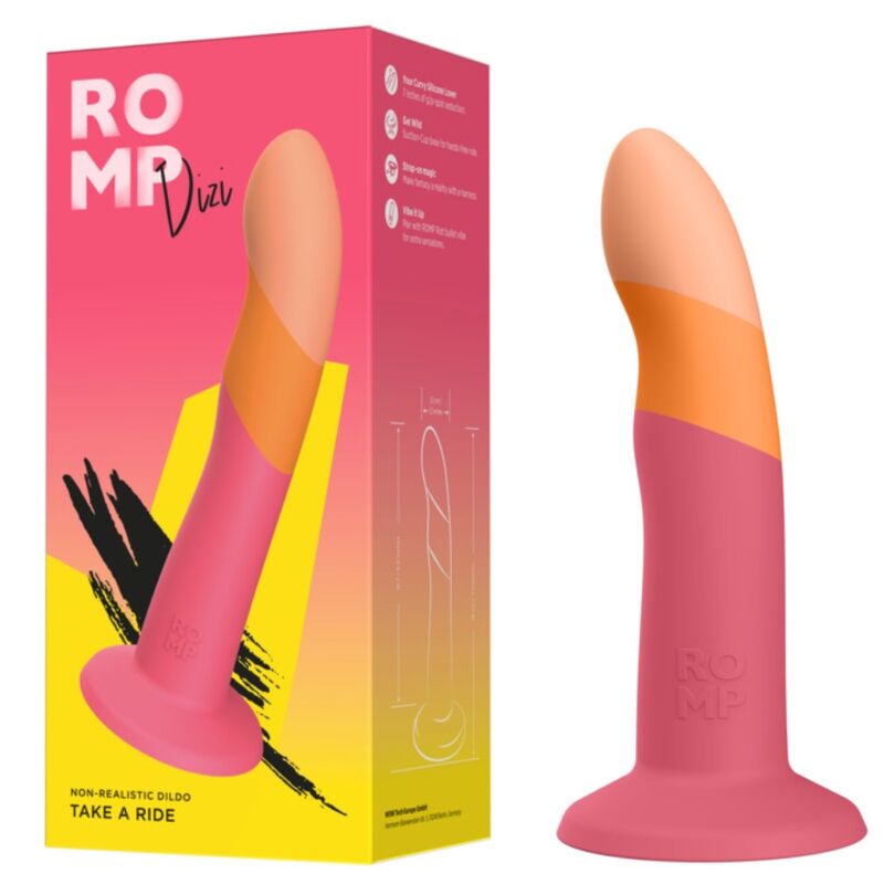ROMP Dizi – Consolador curvado de silicona con ventosa, 18 cm