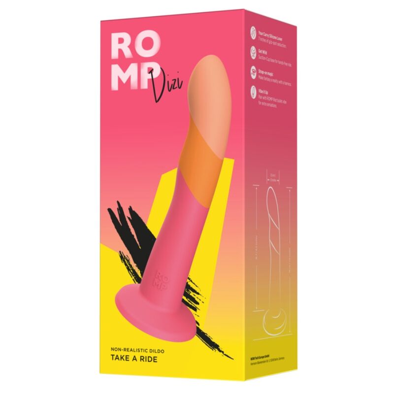 ROMP Dizi – Consolador curvado de silicona con ventosa, 18 cm
