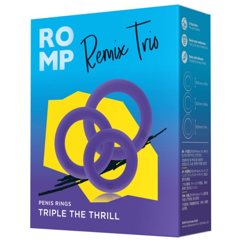 ROMP Remix Trio — Lot de 3 anneaux péniens en silicone