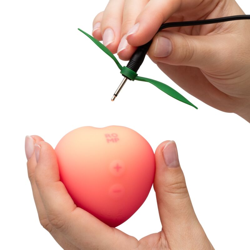 ROMP Pink Peach – Druckwellenvibrator in Pfirsichform mit Ständer