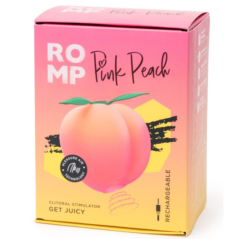 ROMP Pink Peach – Druckwellenvibrator in Pfirsichform mit Ständer