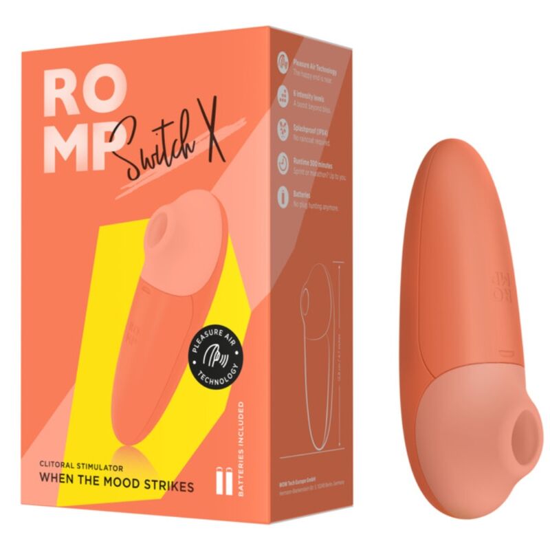 ROMP Switch X – Succionador de clítoris a pilas, naranja
