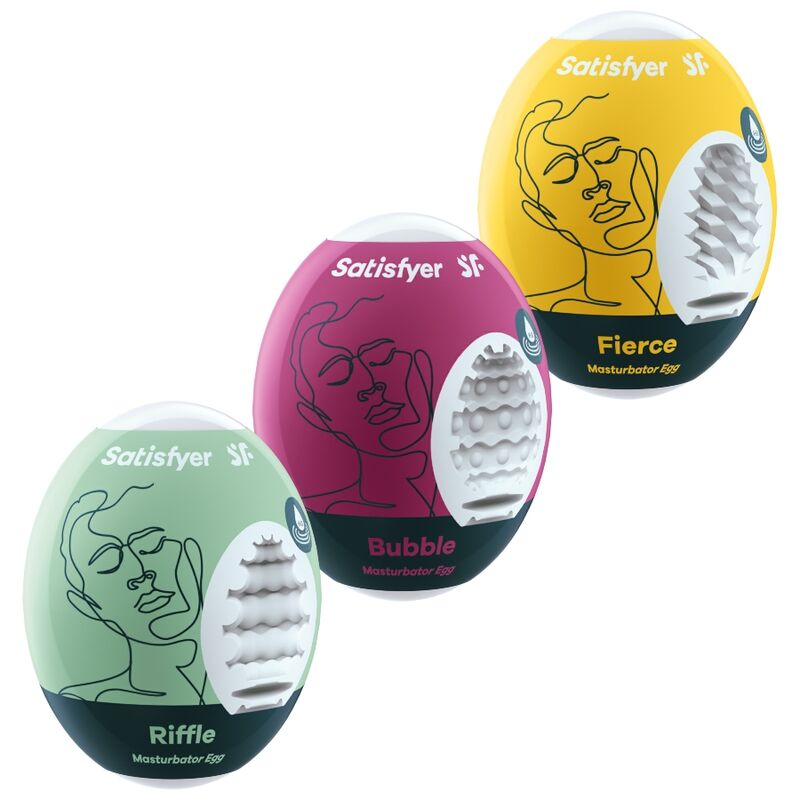 Satisfyer Eggcited Riffle, Bubble & Fierce – Masturbatore, 3 ovetti