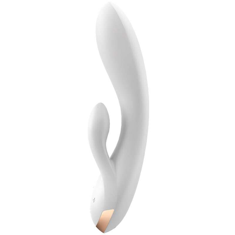 Satisfyer Double Flex — Rabbit à trois moteurs connecté — Blanc