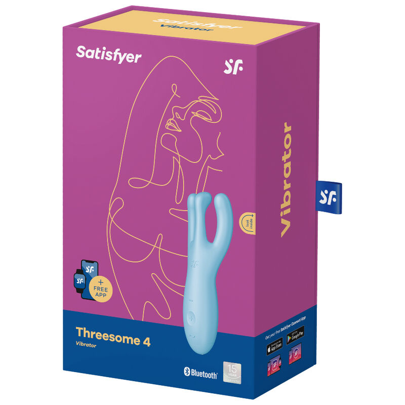 Satisfyer Threesome 4 – Auflegevibrator mit App und drei Armen – Blau
