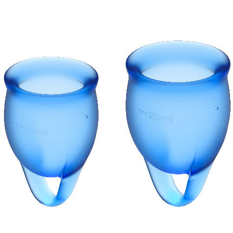 Satisfyer Feel Confident — Coupes menstruelles 15 et 20 ml — Bleu