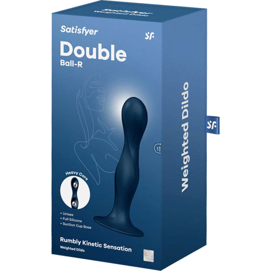 Satisfyer Double Ball-R – Dildo in silicone con sfere interne e ventosa – Blu