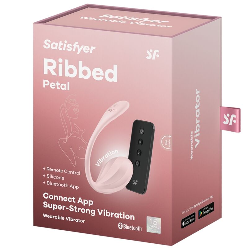 Satisfyer Ribbed Petal — Œuf vibrant connecté — Rose