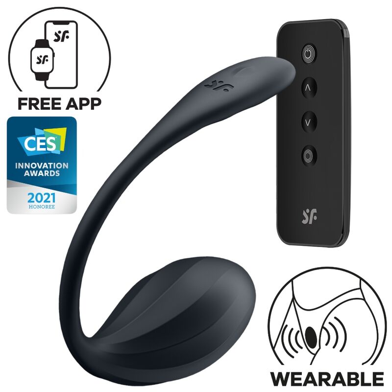 Satisfyer Ribbed Petal — Œuf vibrant connecté — Noir