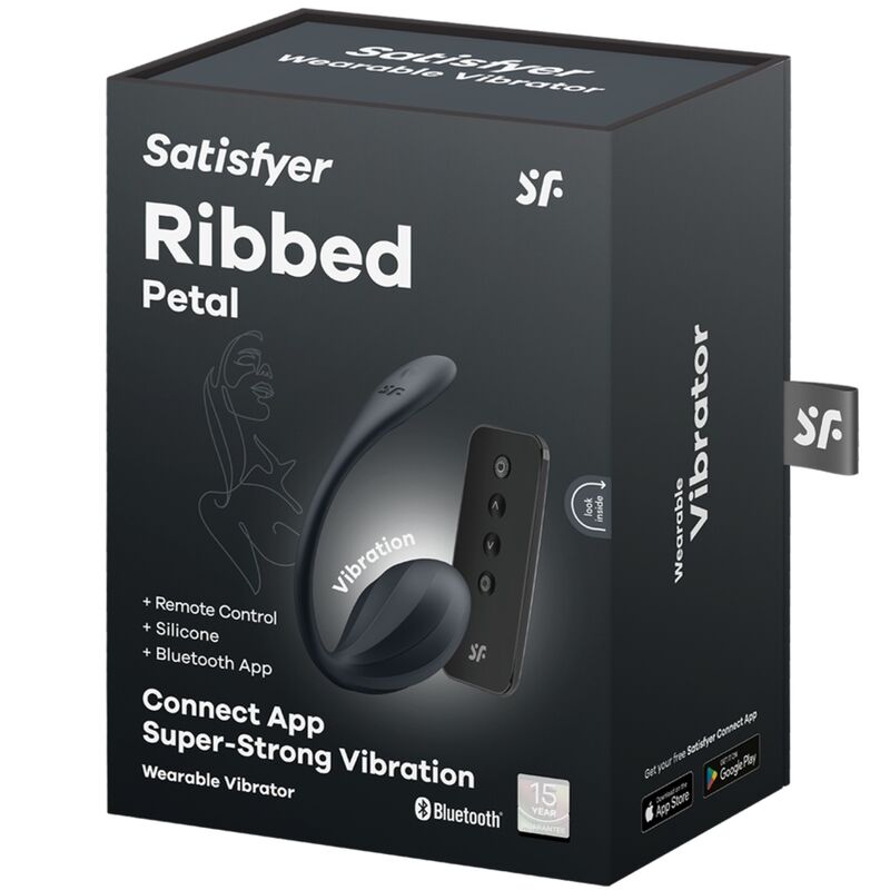 Satisfyer Ribbed Petal — Œuf vibrant connecté — Noir