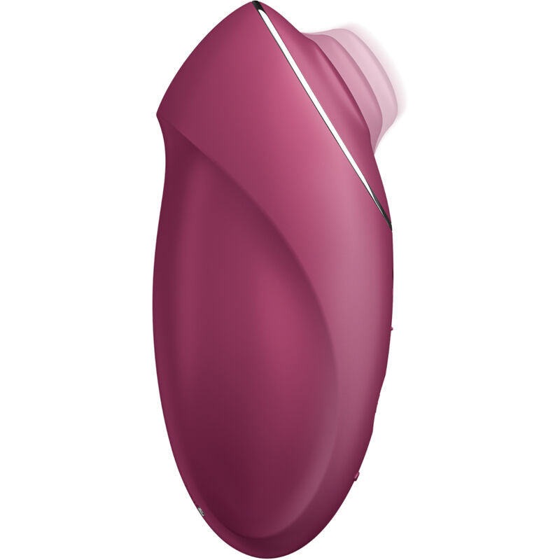 Satisfyer Tap & Climax 1 de perfil, con la punta en movimiento