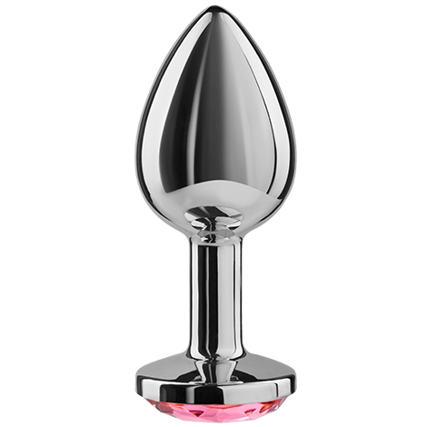 Secretplay, plug anale in alluminio con pietra fucsia, 7 cm