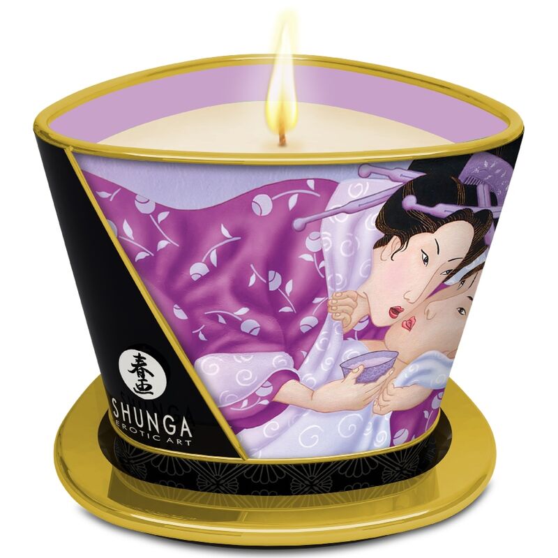Shunga – Candela da massaggio alla lavanda, 170 ml