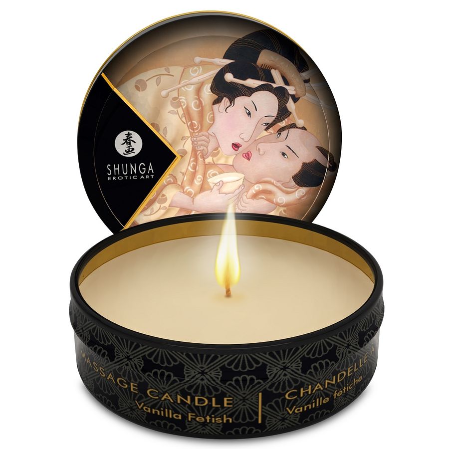 Shunga Mini Caress – Candela da massaggio alla vaniglia, 30 ml