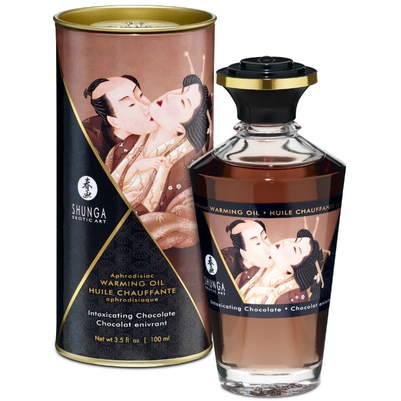 Shunga – Olio da massaggio a effetto riscaldante, cioccolato intenso, 100 ml