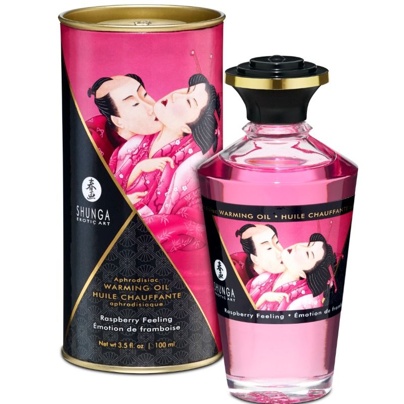 Shunga — Huile de massage effet thermique saveur intense de framboise 100 ml