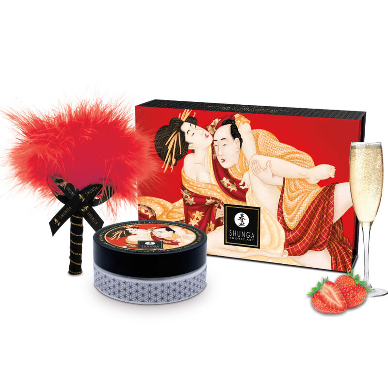 Shunga — Kit de poudre de massage comestible à la fraise