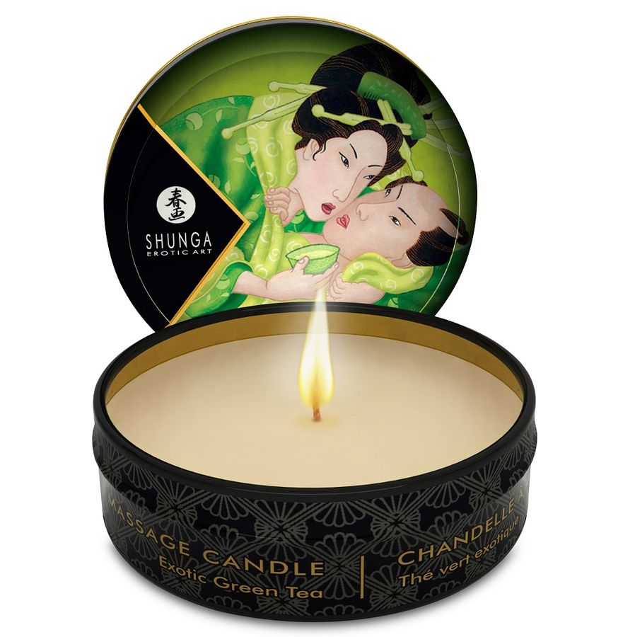 Shunga Mini Caress – Massagekerze mit Grüntee-Duft, 30 ml
