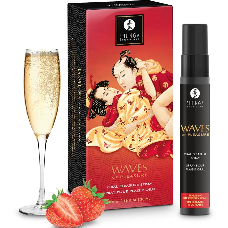 Shunga Waves – Spray bucal placer seductor sabor a fresa, 20 ml