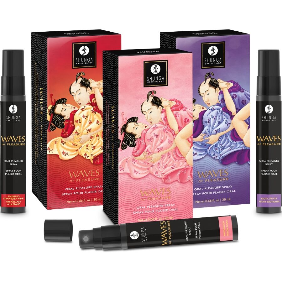 Shunga Waves – Spray bucal placer seductor sabor a fresa, 20 ml