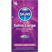 Skins Extra Large – Preservativos XL con aroma a vainilla, 16 unidades
