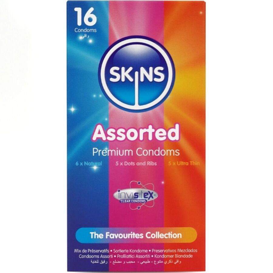 Skins Assorted – Preservativi assortiti, 16 pezzi
