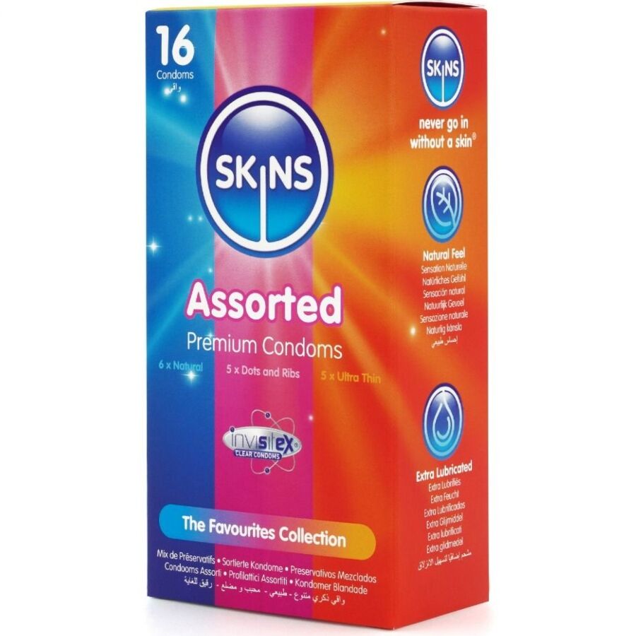 Skins Assorted – Preservativi assortiti, 16 pezzi