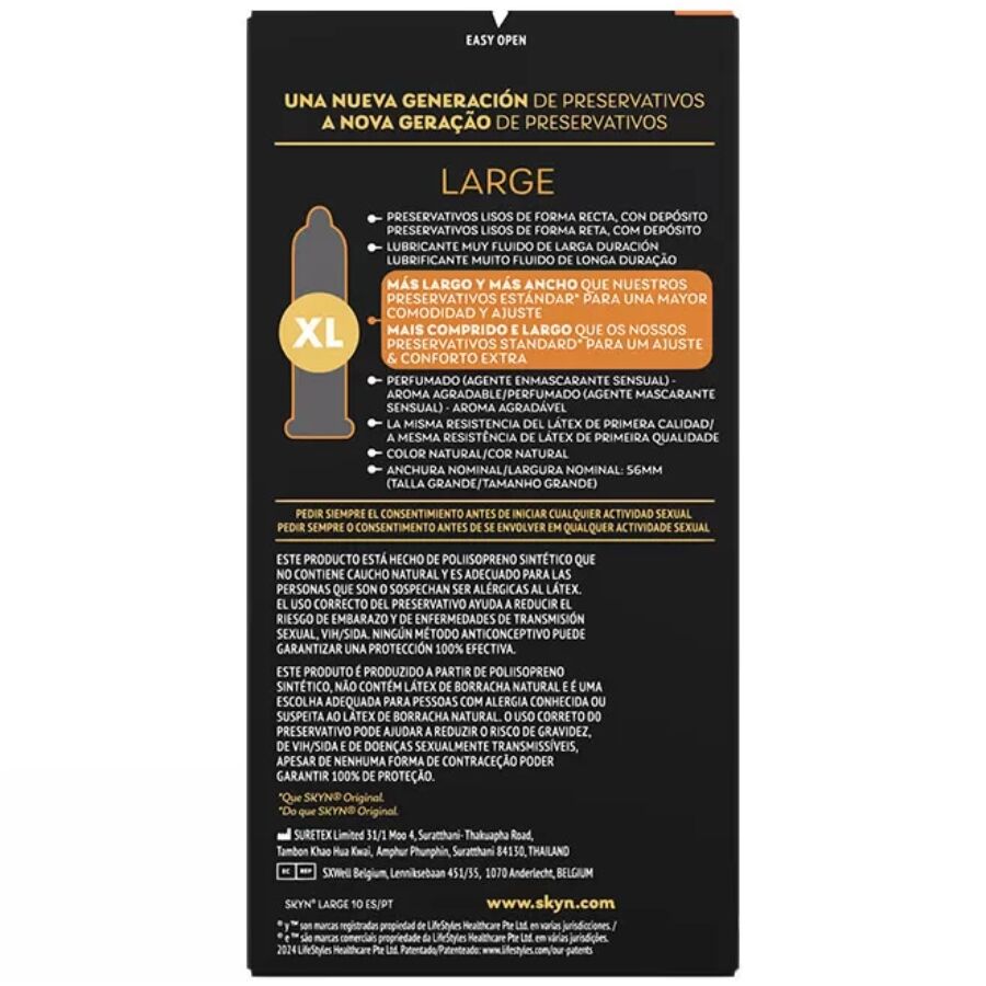 SKYN Large — Préservatifs sans latex naturel, 10 unités