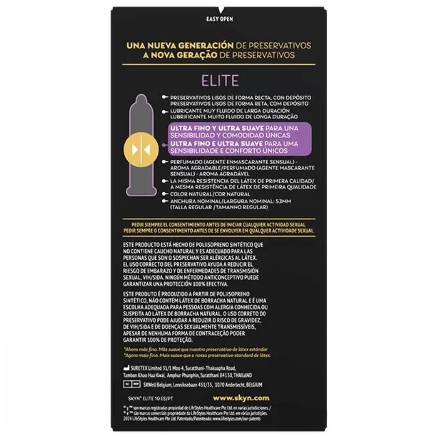 SKYN Elite — Préservatifs sans latex naturel, 10 unités