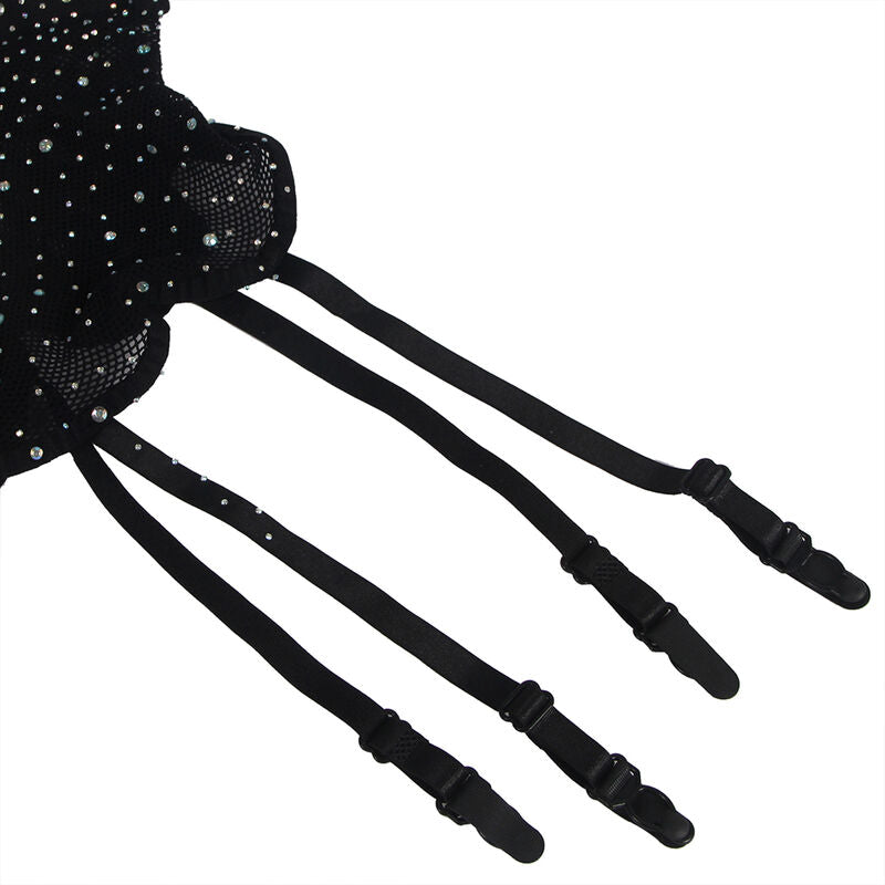 Subblime — Ensemble résille à strass et gants — Noir