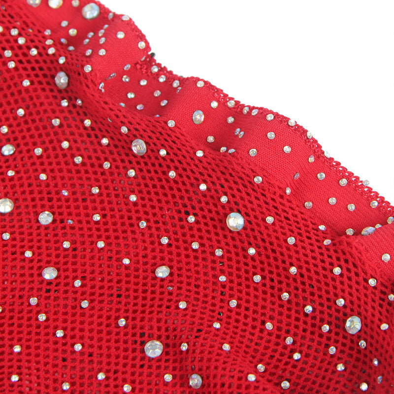 Subblime — Ensemble résille à strass et gants — Rouge