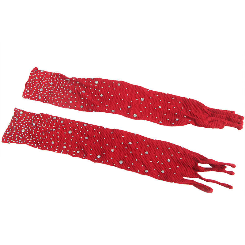 Subblime — Ensemble résille à strass et gants — Rouge