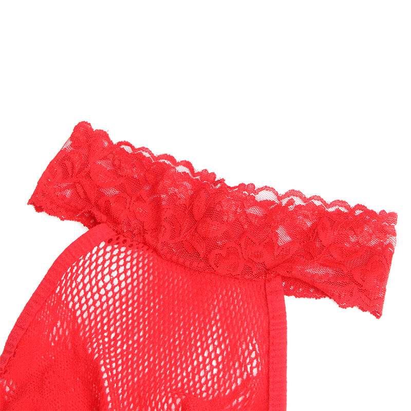 Subblime 952372 – Bodystocking rosso in rete a fiori