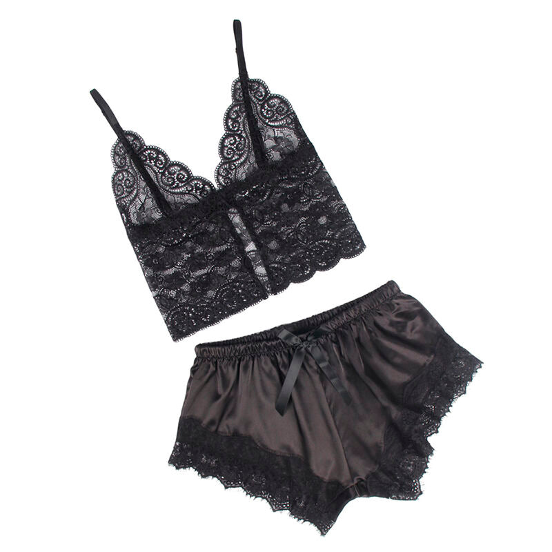 Subblime — Ensemble de nuit à short en dentelle — Noir — Taille S/M