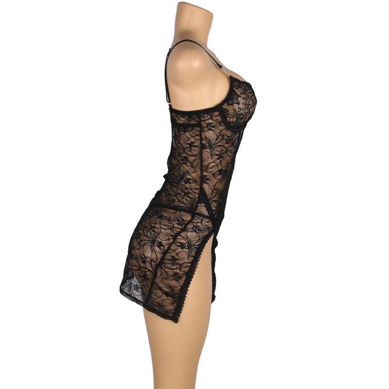 Subblime – Picardías negro de encaje con aberturas – Talla S/M